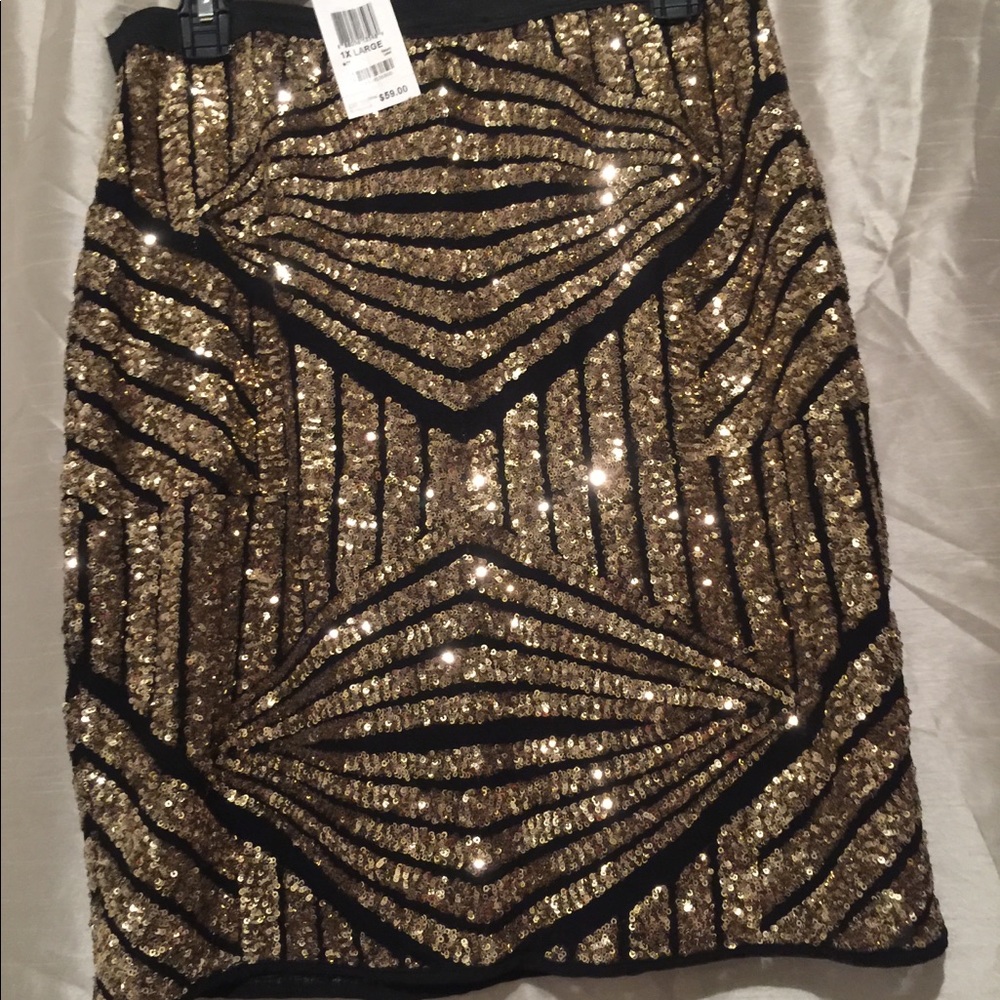 Black and Gold Sequence mini skirt